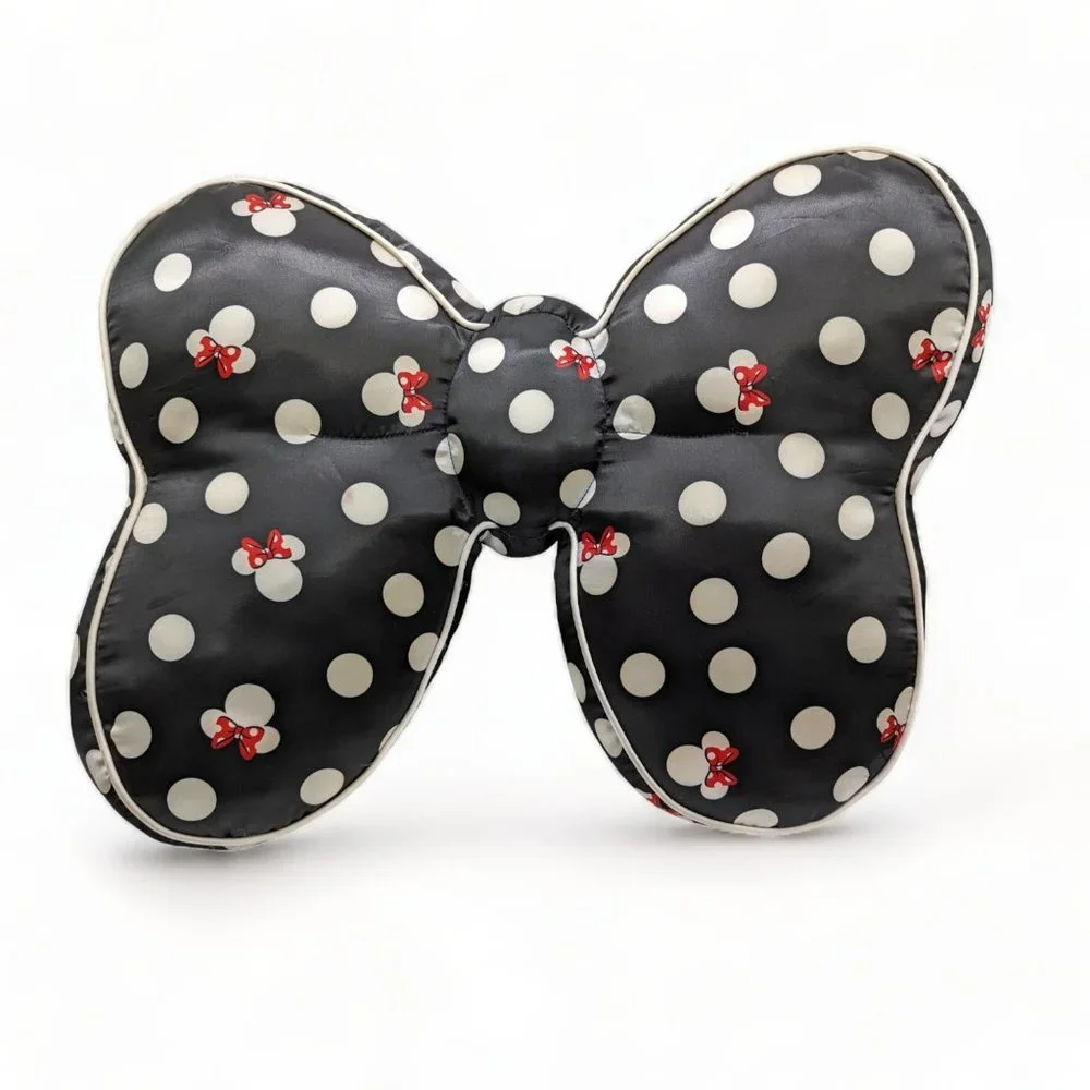 Disney Parks Minnie Mouse Throw Bow Pillow Black Polka Dots and Minnie Mouse